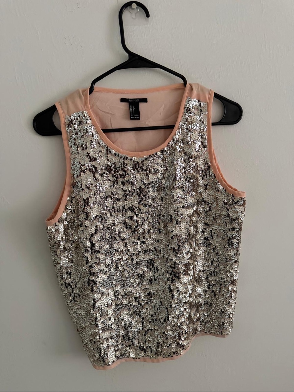 Forever 21 Pink Tank Top with Silver Sequins
